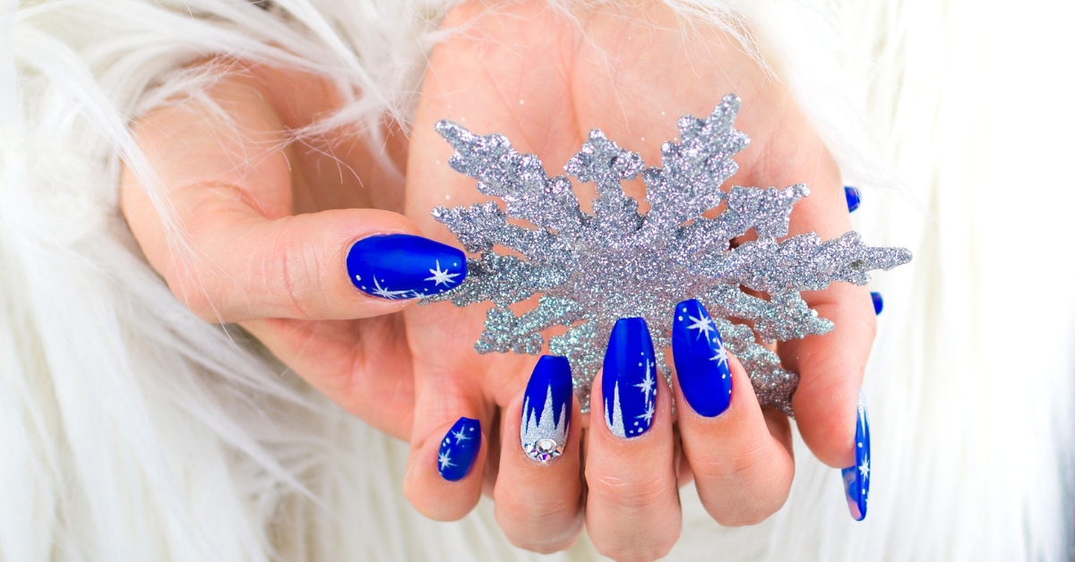 Top Christmas Nail Art Designs for 2025: Festive & Fun! 3 Blue Snowflake Nail Art