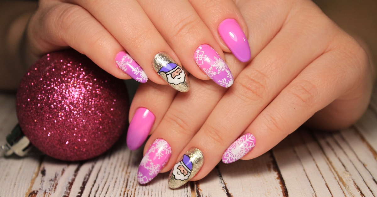 Top Christmas Nail Art Designs for 2025: Festive & Fun! 6 Pink Snowflake Nail Art